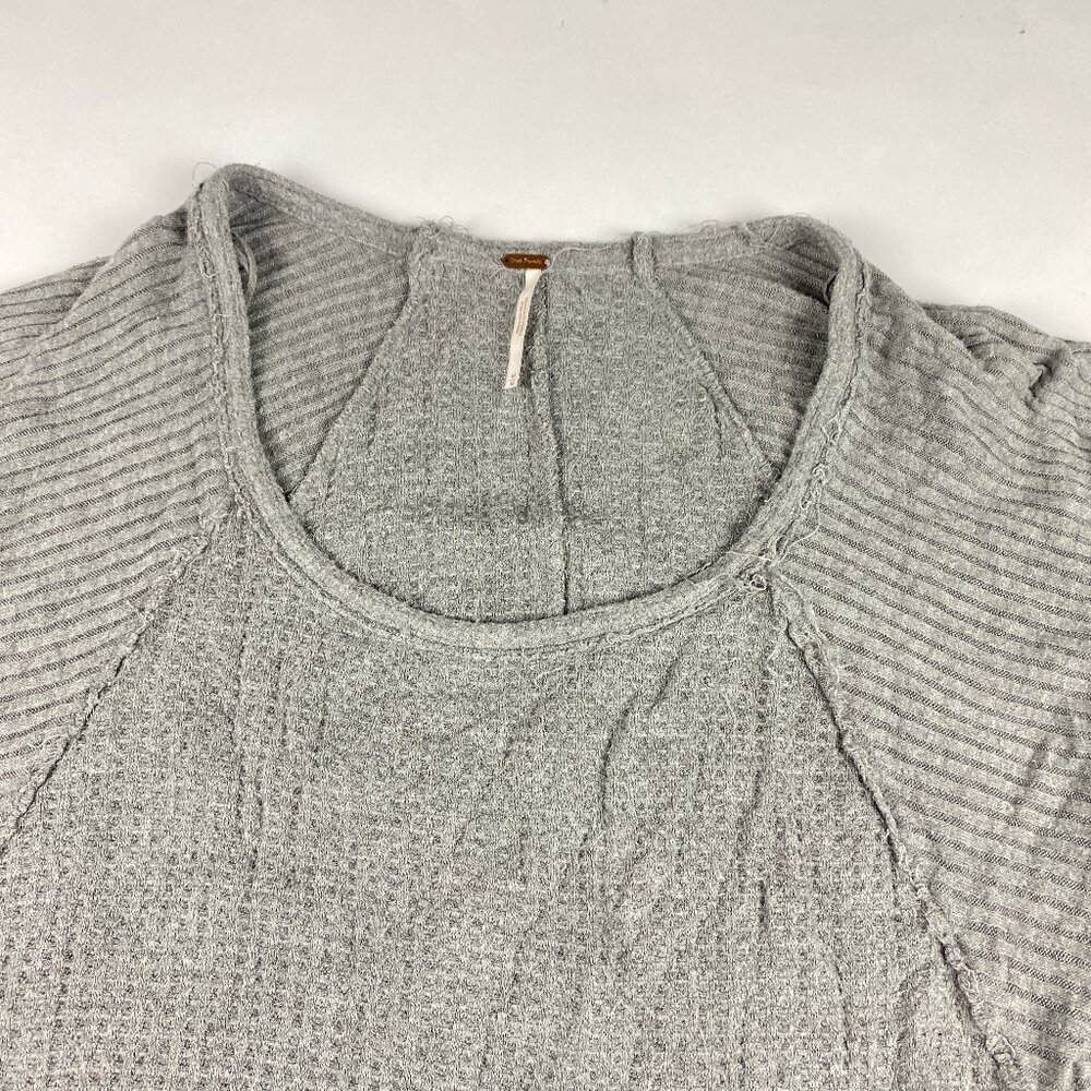 Free People Ventura Waffle Knit Hi Lo Shirt Women's Size M Gray - Picture 4 of 16